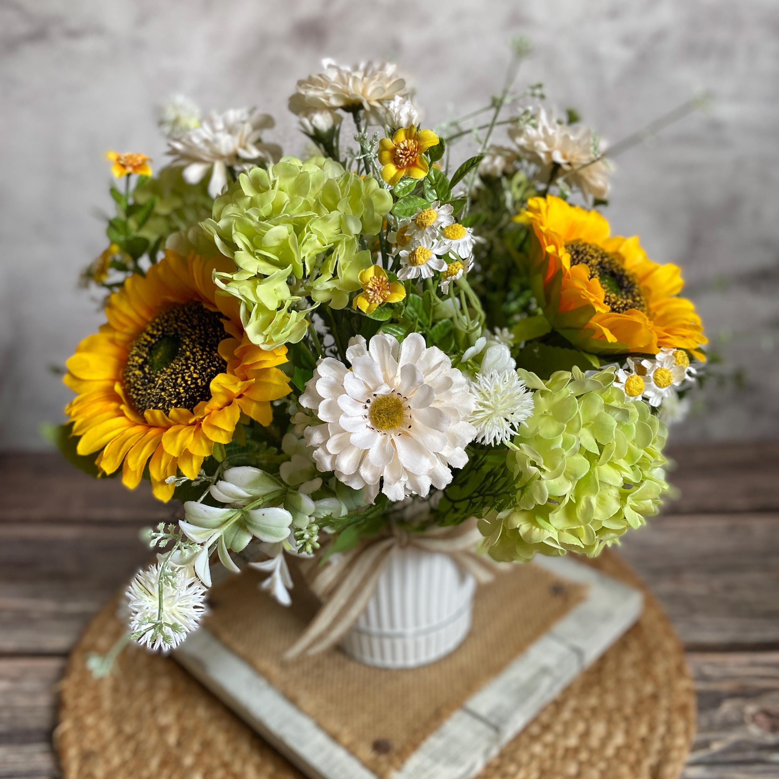 Wildflower Cottage Floral Arrangement: Rustic Garden Table Centerpiece