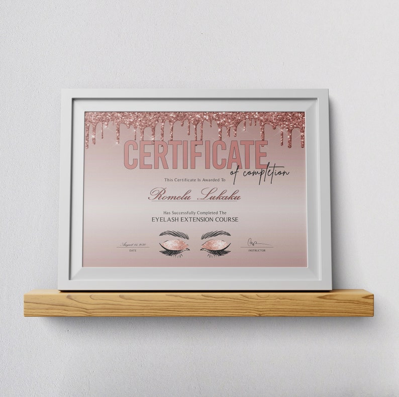 Lash Certificate Template in Canva | Instant Download | Printable Lash ...