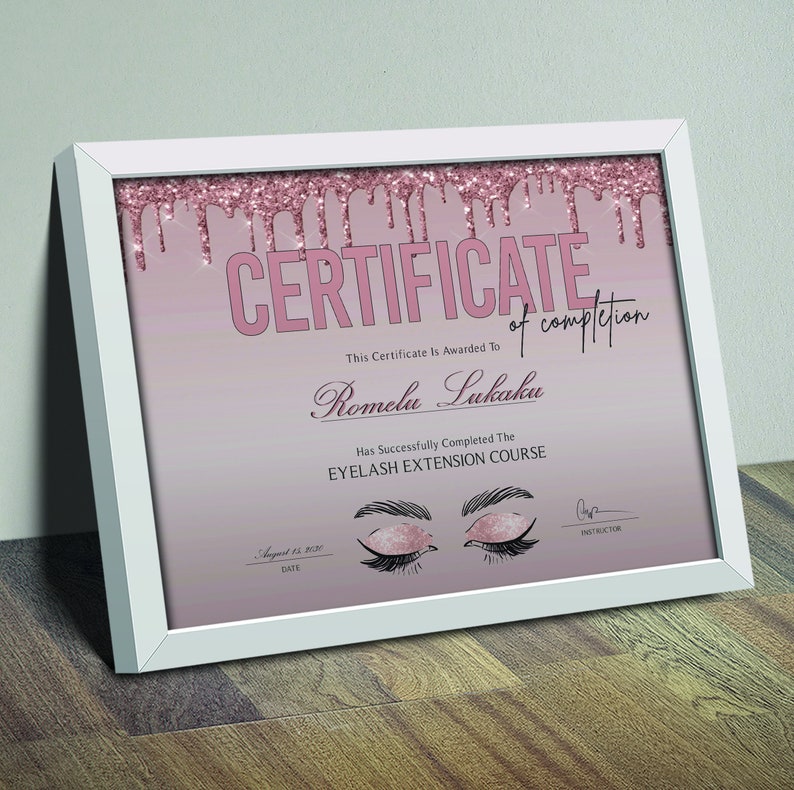 Lash Certificate Template in Canva | Instant Download | Printable Lash ...