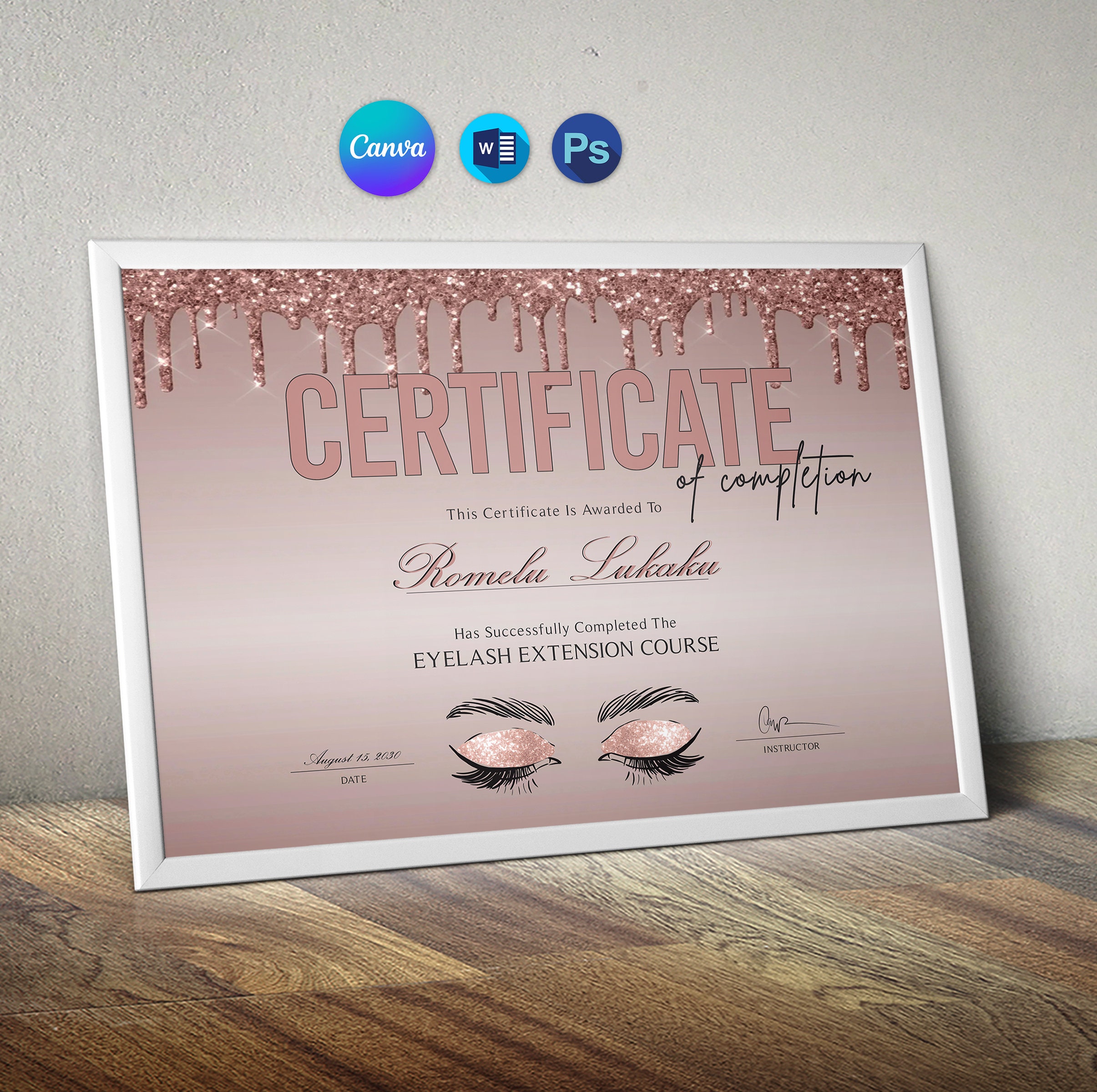 Lash Certificate Template in Canva | Instant Download | Printable Lash ...