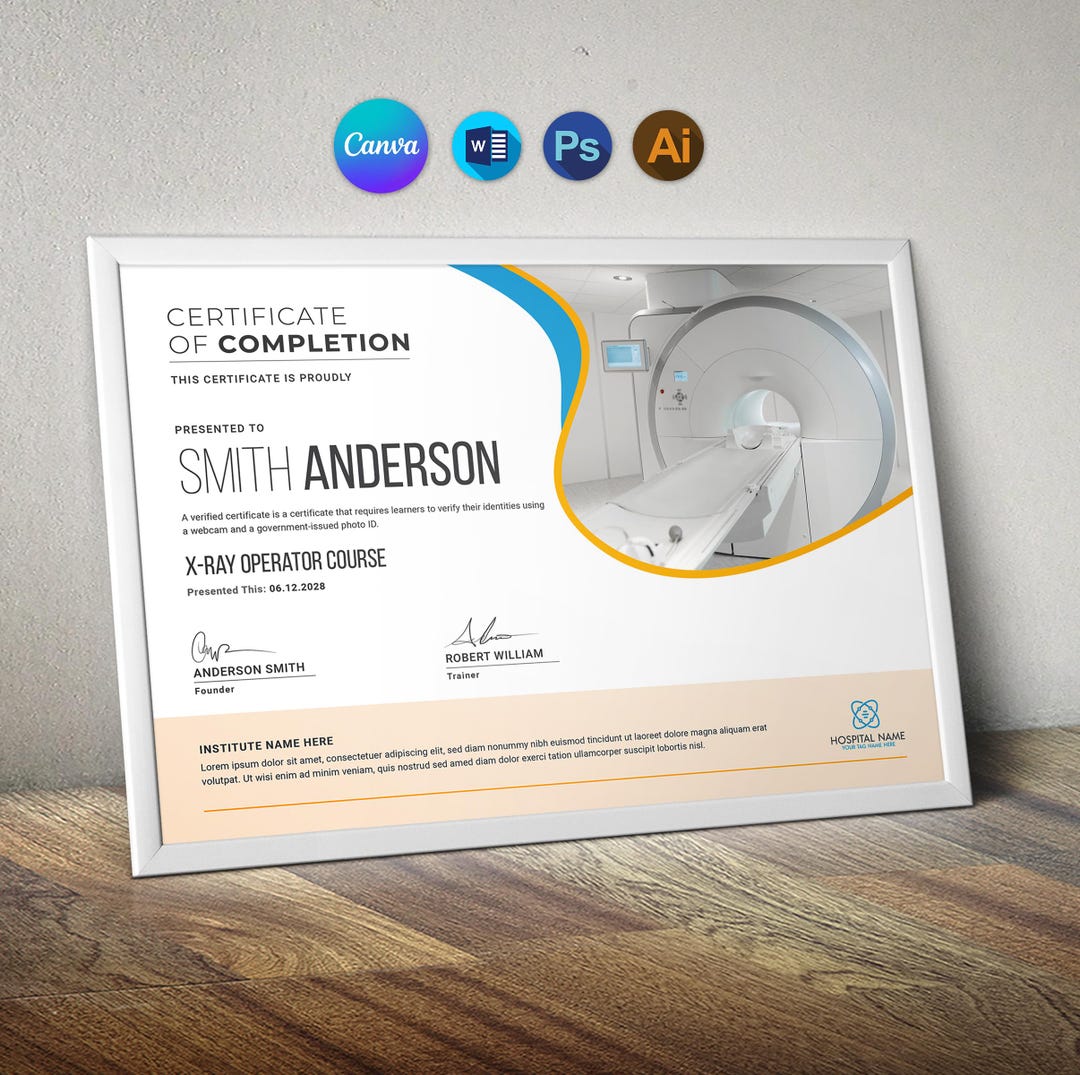 Certificate Template in Canva | Printable X-ray Operator Course ...
