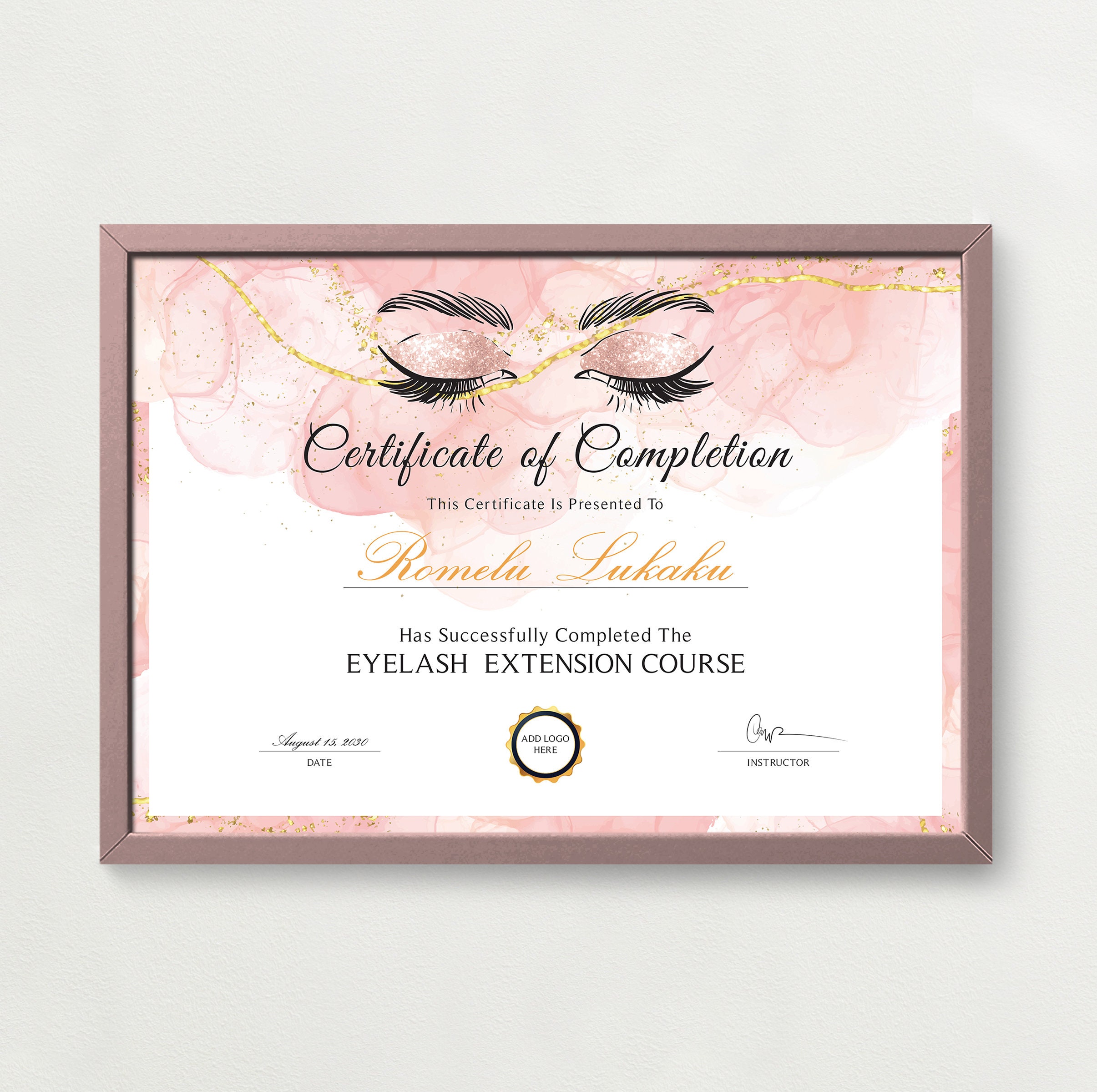 Lash Certificate Template in Canva | Instant Download | Printable Lash ...