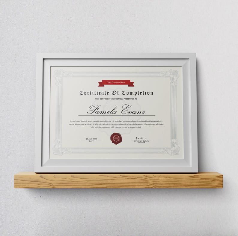 Certificate of Completion Template | Editable Printable Award ...