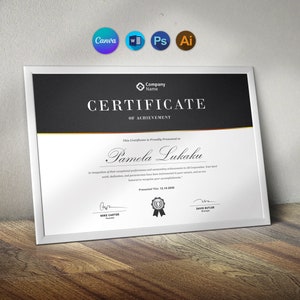 Abschlusszertifikat Vorlage Canva, Abschlusszertifikat bearbeitbar, Leistungszertifikat, Zertifikat Vorlage Canva