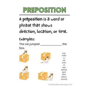 Prepostion Anchor Chart