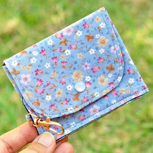 Monederos de tela con motivos florales, carteras de tela con llavero, monederos con llavero, monederos, monederos hechos a mano para niñas, regalos de cumpleaños