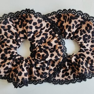 Handmade Leopard Fabric Scrunchies: Organic Cotton Fabric Hair Accessories