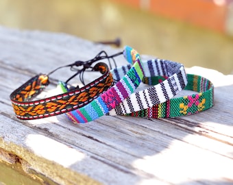 Boho Woven Surfer Bracelets, Adjustable Multi Coloured Bracelets, Beach Accessories, Holidays Jewelry, Ethnic Patterned Summer Bracelets