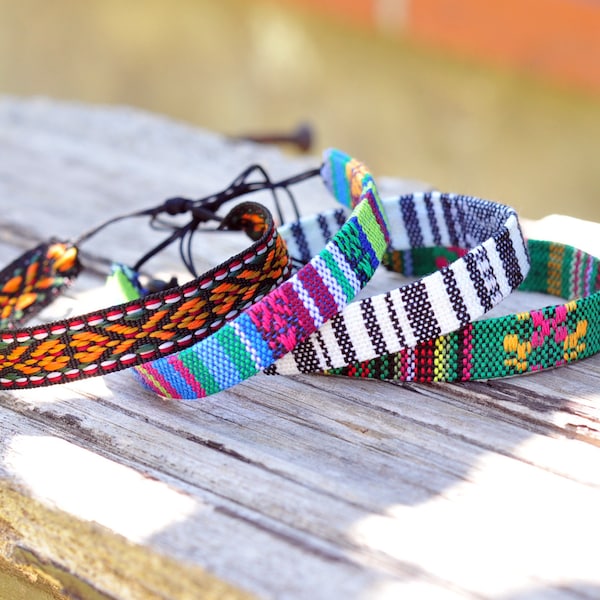 Boho Woven Surfer Bracelets, Adjustable Multi Coloured Bracelets, Beach Accessories, Holidays Jewelry, Ethnic Patterned Summer Bracelets