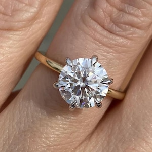 4CT Round Cut Moissanite Engagement Ring Moissanite Solitaire Ring Round Moissanite Wedding Ring For Women Round Solitaire Ring Promise Ring