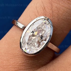 4Ct Oval Cut Moissanite Ring Women 14K White Gold Wedding Ring Oval Solitaire Ring Oval Moissanite  Ring Oval Engagement Ring Single Ring