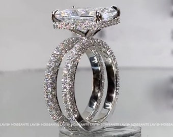 5 CT Radiant Moissanite Engagement Ring, Radiant Bridal Set, 14K White Gold Radiant Bridal Ring Set, Wedding Ring Set Valentine Gift For Her