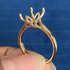 Solid Gold Semi Mount Ring Setting Gold Rectangle Ring Setting Semi Mount Solitaire Ring Setting Gold Blanks Tulip Set Semi Mount Ring