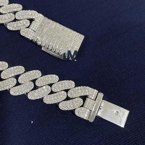 925 Srebrny Kubański Łańcuch Ogniwowy Dla Mężczyzn Hip Hop Łańcuch Naszyjnik Iced Out Diamentowy Naszyjnik Moissanite Bust Down Chain Baguette Naszyjnik