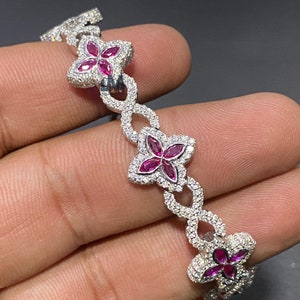 Bransoletka w pełni mrożona Kolorowa bransoletka z koniczyny Moissanite Bransoletka VVS Moissanite Bransoletka z ogniwami nieskończoności ze srebra S925 dla mężczyzn i kobiet