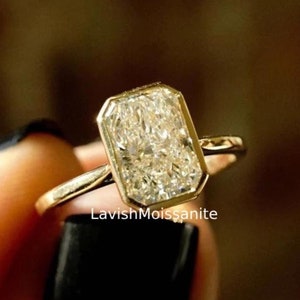 3Ct Radiant Cut Engagement Ring, Radiant Cut Moissanite Ring, Wedding Ring, Radiant Bezel Ring, Solitaire Ring, Promise Ring, Proposal Ring