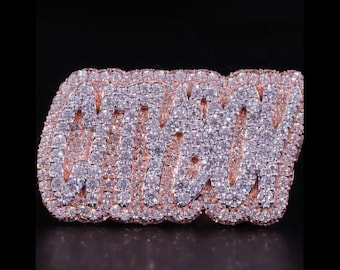 Iced out Custom Moissanite Ring Iced Out Initial Letter Ring VVS Moissanite Diamond Men's Ring Iced Out Rings for Men Hip Hop Letter Ring