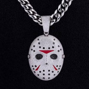VVS Moissanite Iced Out Jason Mask Pendant Bust Down 925 Sterling Silver Pendant Horror Pendant Ghost Halloween Pendant Iced Pendant Charm