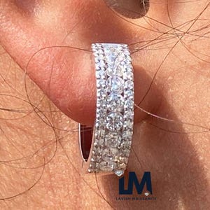 Round Cut VVS1 Moissanite Hoop Earrings Handmade Jewelry Hoop Earrings Bridesmaid Gift Wedding Gift for Her 925 Silver Earrings For Women
