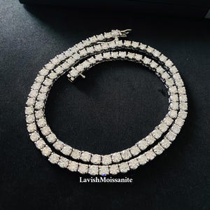 Naszyjnik z łańcuszkiem tenisowym Moissanite VVS Łańcuch tenisowy 925 Srebrny łańcuch tenisowy Diamentowy naszyjnik tenisowy Iced Out Chain Prezent rocznicowy dla kobiet