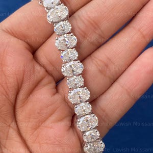 10*7MM Oval Cut Moissanite Hip Hop Bracelet Oval Cut Moissanite Tennis Bracelet Big Oval Bracelet  Luxury Oval Diamond Bracelet For Women