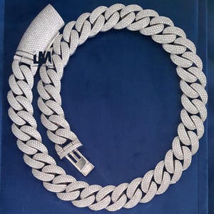 Luksusowy największy 24 mm okrągły szlif Moissanite Diament Kubański łańcuszek ogniwowy Hip Hop Moissanite Miami Kubański naszyjnik ogniwowy 925 Srebrny naszyjnik