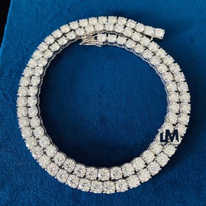 Naszyjnik z diamentowym łańcuszkiem tenisowym 6 mm okrągły krój VVS1 Naszyjnik z moissanitem Srebrny naszyjnik tenisowy Iced Out Chain Klasyczna biżuteria tenisowa