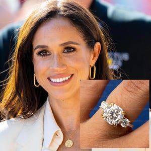 3.5 Ct Cushion Cut Three Stone Moissanite Meghan Markle Ring For Women, 14K Solid Gold Wedding Ring, Cushion Celebrity Ring Proposal Ring