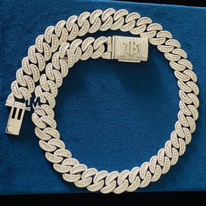 Moissanite Diament Kubański Łańcuch Łącznikowy Hip Hop Łańcuch Diamentowy Raper Miami Kubański Łańcuch Dwuwarstwowy Kubański Naszyjnik Z Niestandardowym Zamkiem Pudełkowym