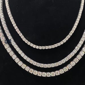 Fine 2-5 MM VVS1 Moissanite Srebrne łańcuszki tenisowe Diamentowy naszyjnik tenisowy Iced Out Chain Naszyjnik z Moissanite Moissanite Łańcuch tenisowy