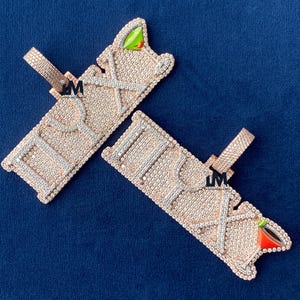 Colgante de moissanita de dos tonos con corte redondo y letra inicial, personalizado, con hielo, joyería de rapero de hip hop, colgante con hielo para hombre.