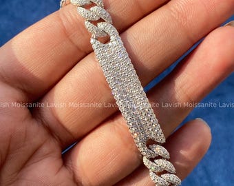 8MM Moissanite Miami Cuban Link Bracelet Solid 925 Sterling Silver Bracelet Iced Out Bracelet Hip Hop Lucky Bracelet Diamond Bling Bracelet