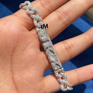 Bransoletka z ogniwami nieskończoności ze srebra 925 Bransoletka hip-hopowa Bransoletka Iced Out Bransoletka z diamentami Bransoletka Moissanite Bust Down Bransoletka z imieniem na zamówienie