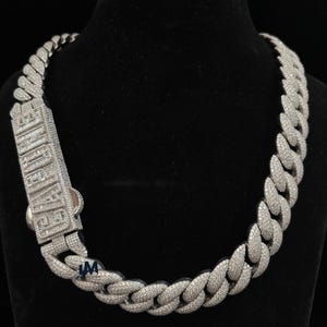 925Srebrny łańcuszek kubański dla mężczyzn Hip Hop Chain Iced Out Naszyjnik Diamentowy naszyjnik Moissanite Bust Down Chain Baguette Custom Big Box Chain