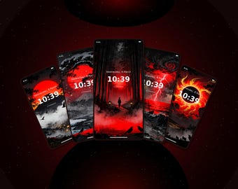 Dark Japan Wallpaper Bundle | Crimson Sun Anime Art (Digital Download)