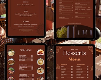 Editable Restaurant Menu Bundle – Main, Bar, Bakery Templates (4-in-1)
