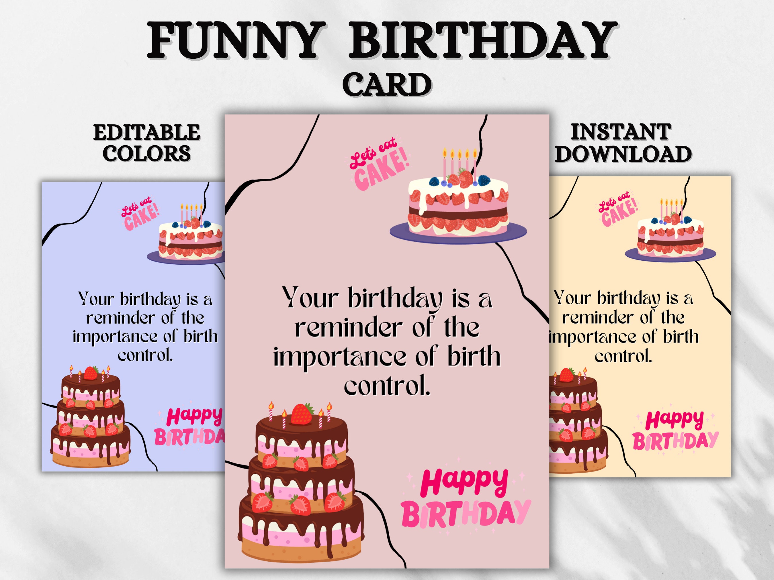 Funny Birthday Card, Printable Friend Birthday Card, Instant Download ...