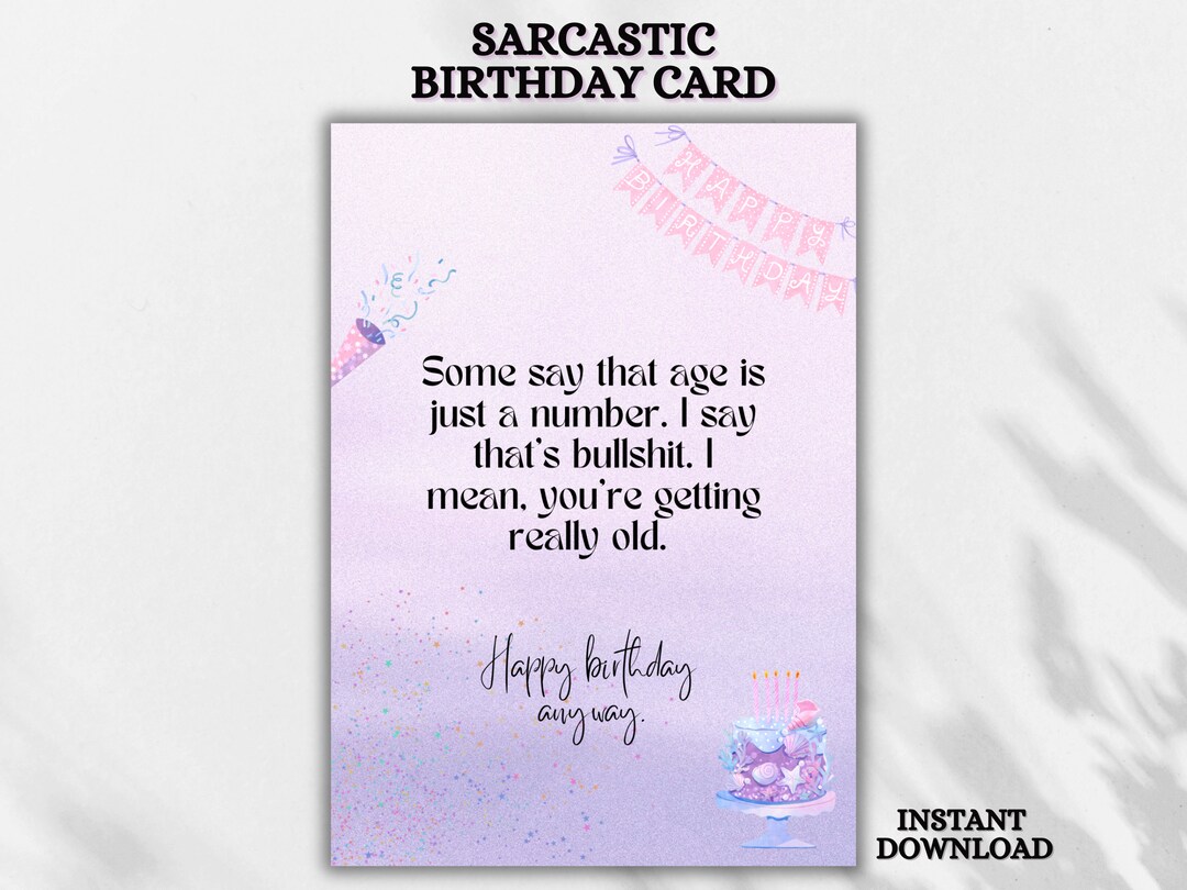 Funny Birthday Card, Printable Friend Birthday Card, Instant Download ...