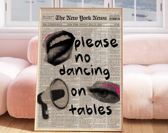 Trendy Newspaper Print, Typography Print, College Apartment Decor Funky Wall Art, 70s Art Trendy Wall Art, Vintage Poster Trippy Wall Art