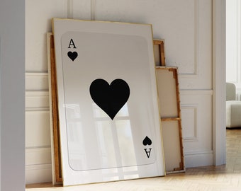 Trendy Ace of Hearts Print Lucky You Poster Trendy Retro Wall Art Retro Trendy Esthetische Print Speelkaart Poster Preppy y2k Room Decor