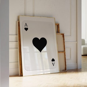 Trendy Ace of Hearts Print Lucky You Poster Trendy Retro Wall Art Retro Trendy Esthetische Print Speelkaart Poster Preppy y2k Room Decor
