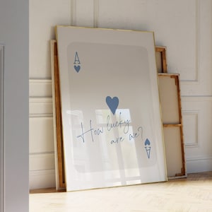 Azul de moda As de corazones imprimir Lucky You cartel de moda Qué suerte tenemos imprimir cartel de naipes estético Preppy y2k decoración de la habitación DIGITAL