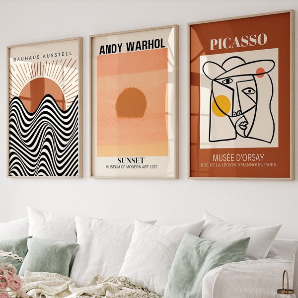 Gallery Wall Art Set Of 3, Andy Warhol Print, Picasso Poster, Picasso Print, Bauhaus Poster, Picasso Poster, Gallery Wall Bundle