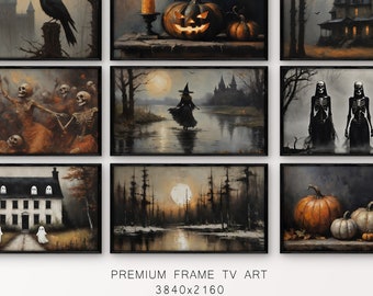 Halloween Frame TV Art Set of 9, Halloween Spooky TV Art, Ghost Tv Art Fall Tv Art Samsung Frame Tv Set Halloween Party Tv Art Witch Art