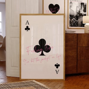 Trendy Asso di Club Stampa Lucky You Poster Trendy Retro Wall Art Retro Trendy Estetica Stampa Carta da gioco Poster Preppy y2k Room Decor
