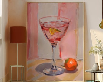 Aperol Spritz Print Cocktail Poster Bar Cart Print Vintage Wall Art Aperol Art Print Abstract Kitchen Painting Trendy Printable Digital