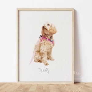 BENUTZERDEFINIERTE Tierportraits, Aquarell Tiermalerei, DIGITAL gemalt vom Foto, personalisierte Hundeportraits Katzenportraits, Haustiergedenkgeschenk