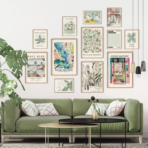 Green Gallery Wall Set of 12, Vintage Eclectic Printable Wall Art, Maximalist Wall Art, Vintage Print, , Matisse Print, Exhibition Prints