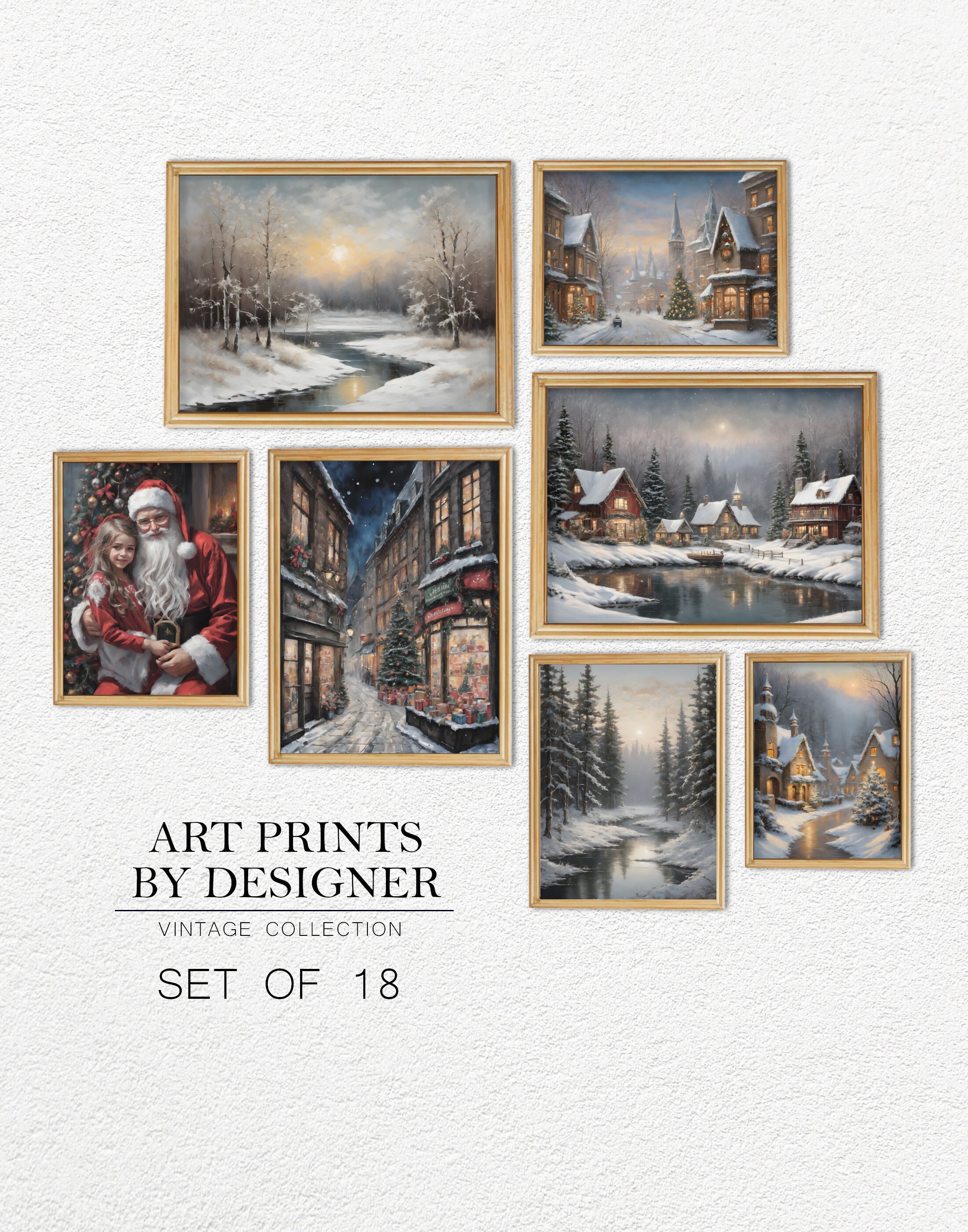 Printable Vintage Christmas Tree Prints Set of Moody Winter Wall Arts — free download