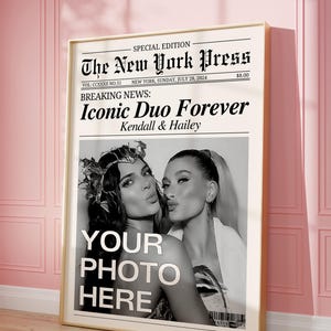 CUSTOM Newspaper Print, Personalized Best Friends Print, Retro Bestie Birthday Gift Friendship Girl Dorm Room Decor, DIGITAL Download